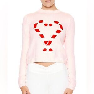 Forever 21 Pink Candy Cane Heart graphic Sweater